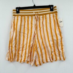 Anthropologie Shorts Womens Medium Yellow Cream‎ Striped Beach Summer Light NWT